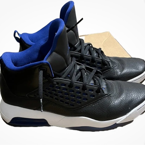 Nike Airco Jumpman Black Tennis Shoes w/ Blue Jordan Logo, Men’s Sz 12, Preowned - Picture 2 of 6